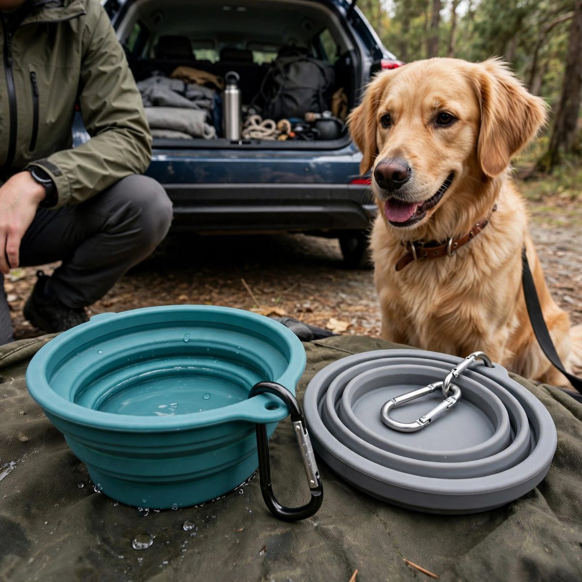 TrailPaw Collapsible Silicone Dog Bowls, 2 Pack — view 4