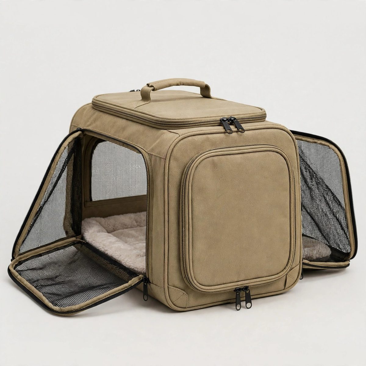 TrekTails Expandable Pet Carrier, Khaki — view 2