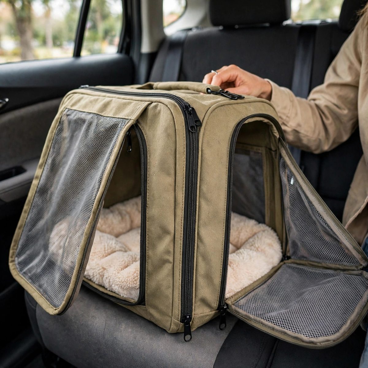 TrekTails Expandable Pet Carrier, Khaki — view 4