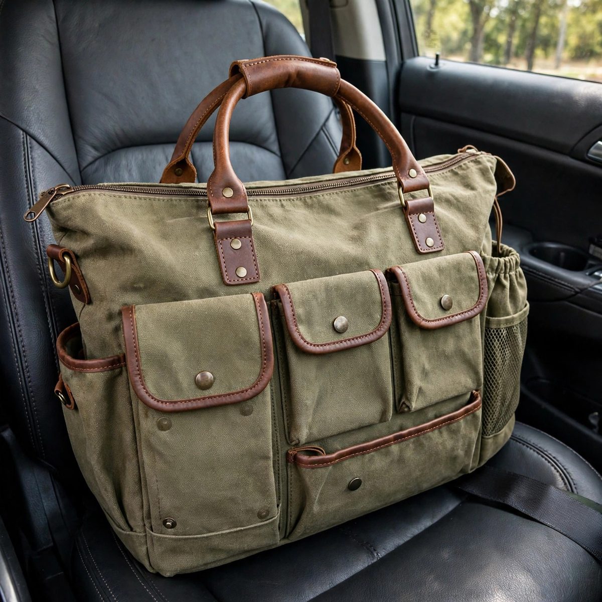 TrekTails Pet Travel Organizer Tote, Olive — view 5